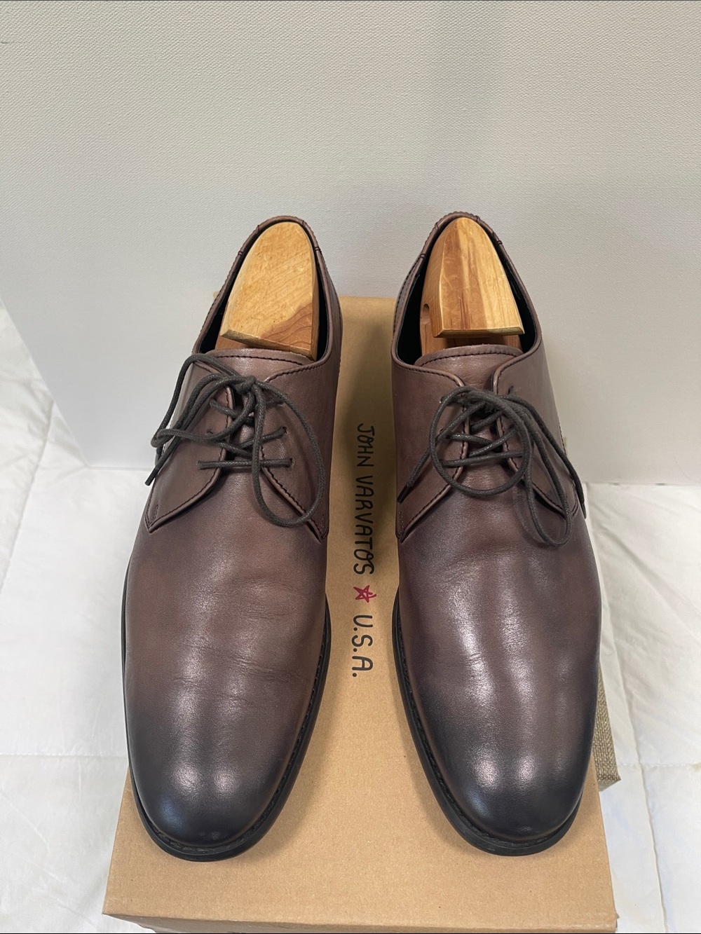 John Varvatos Brown Leather Derby Shoes